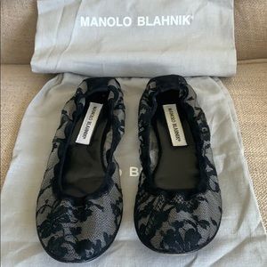Manolo Blahnik black lace flats 39 1/2 (9 1/2)